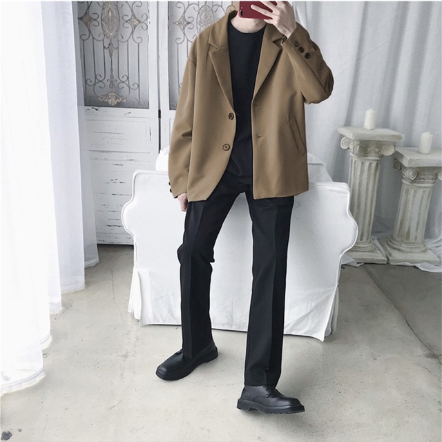 cách phối đồ công sở nam với giày da + áo blazer và áo thun