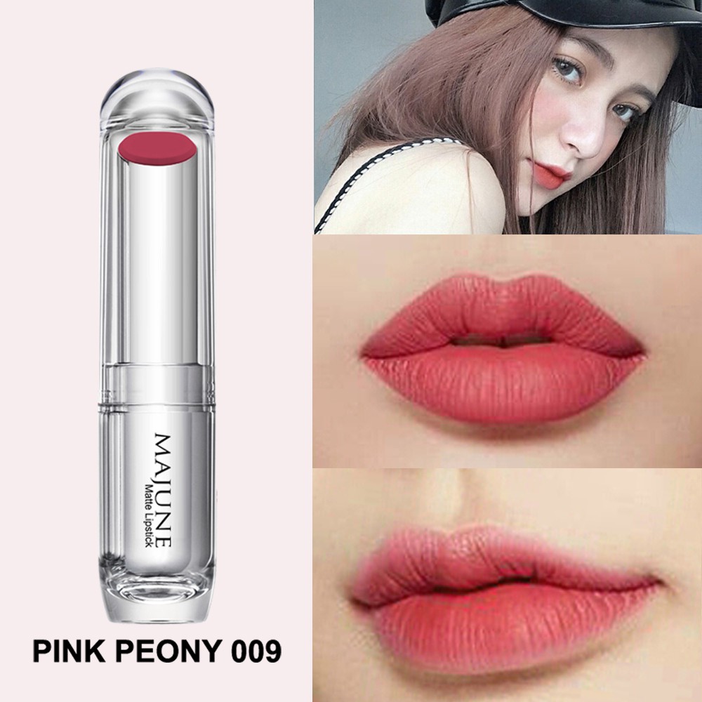 Son Lì Mịn Môi MAJUNE Mã 009 PINK PEONY | review son Majune